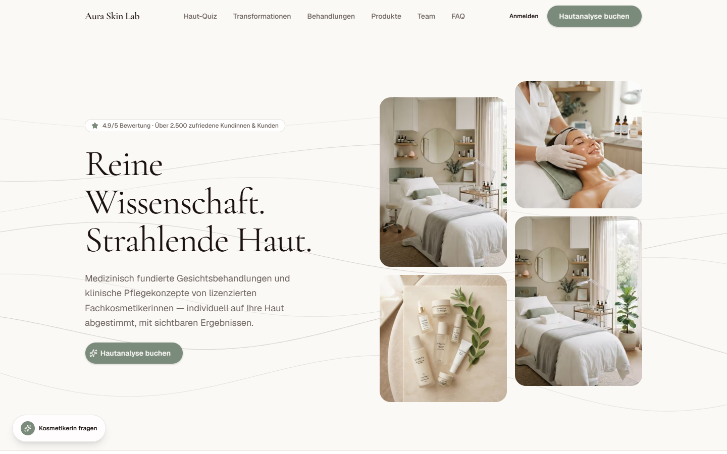 Screenshot der Live-Website Aura Skin Lab